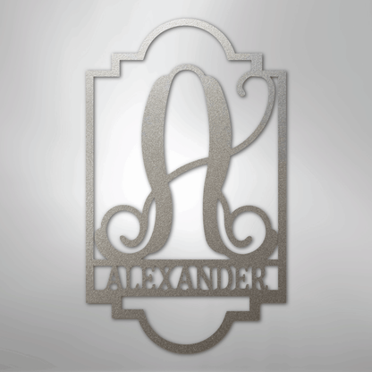 Custom Metal Wall Art - Personalized Split Letter Name Monogram Sign Silver