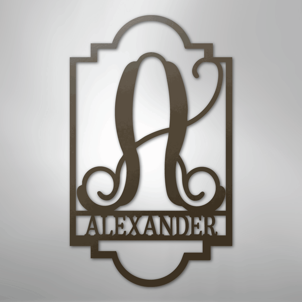 Custom Metal Wall Art - Personalized Split Letter Name Monogram Sign Stone