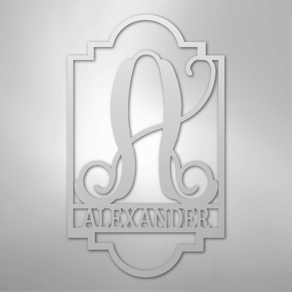 Custom Metal Wall Art - Personalized Split Letter Name Monogram Sign White