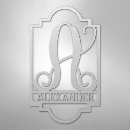 Custom Metal Wall Art - Personalized Split Letter Name Monogram Sign White