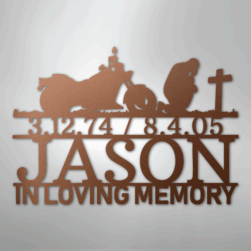 Custom Metal Wall Art - Personalized Biker Memorial Sign Copper