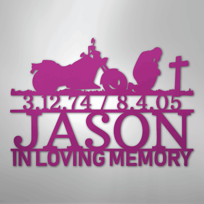 Custom Metal Wall Art - Personalized Biker Memorial Sign Purple