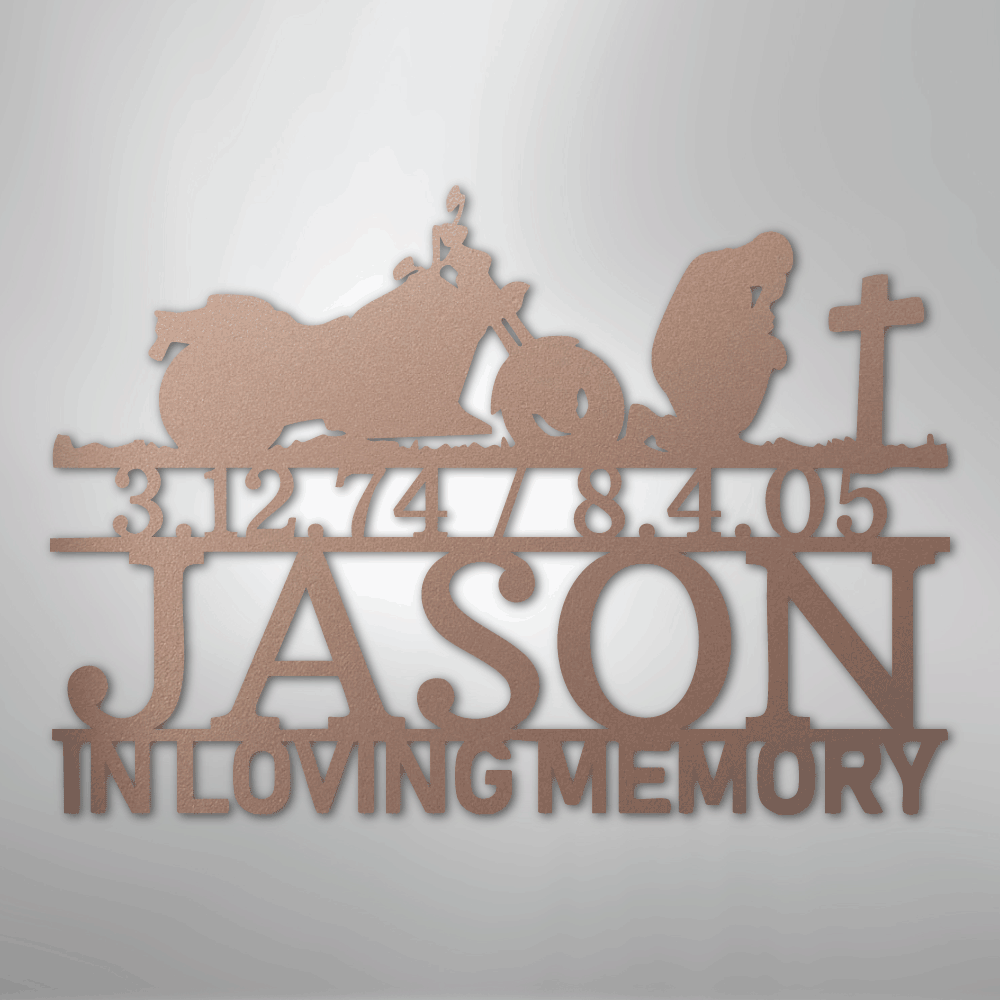 Custom Metal Wall Art - Personalized Biker Memorial Sign Rose