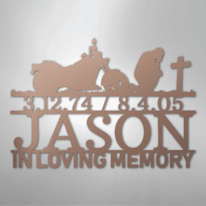 Custom Metal Wall Art - Personalized Biker Memorial Sign Rose