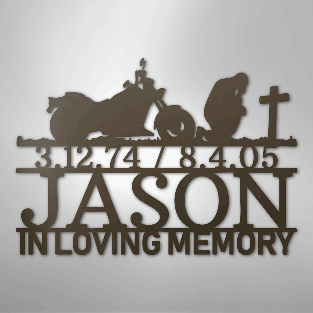 Custom Metal Wall Art - Personalized Biker Memorial Sign Stone