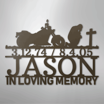 Custom Metal Wall Art - Personalized Biker Memorial Sign Stone