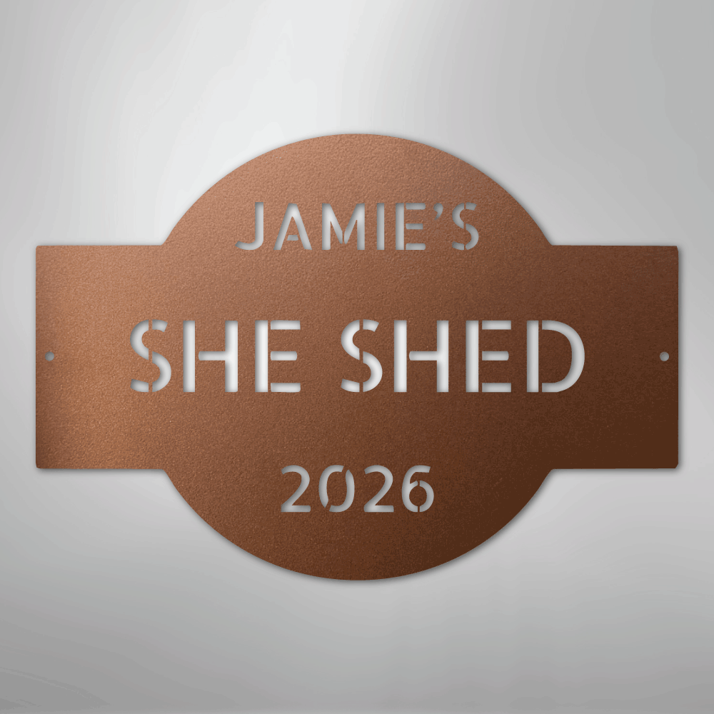 Custom Metal Wall Art - Personalized Family Name Shed Monogram Sign Copper