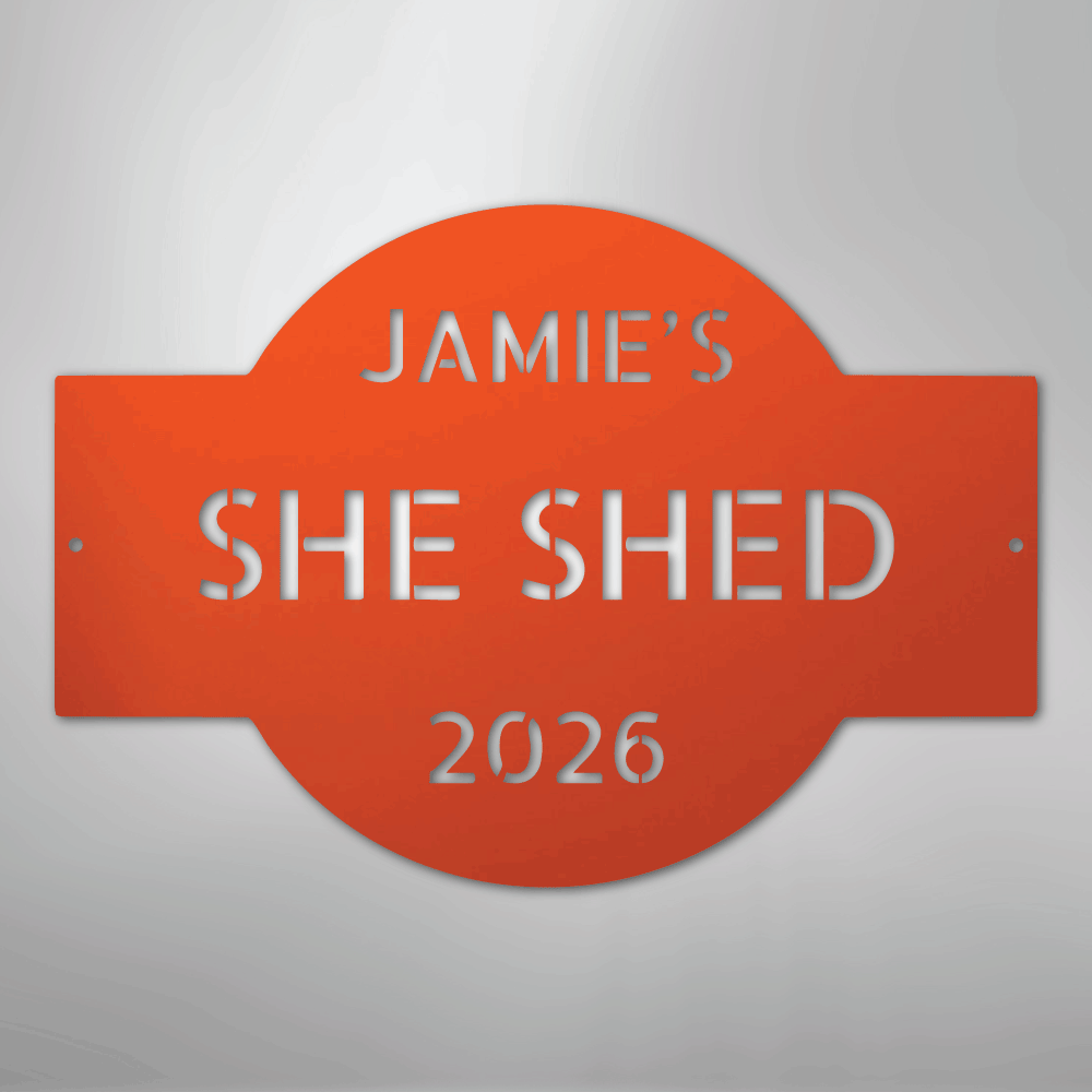Custom Metal Wall Art - Personalized Family Name Shed Monogram Sign Orange