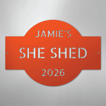 Custom Metal Wall Art - Personalized Family Name Shed Monogram Sign Orange