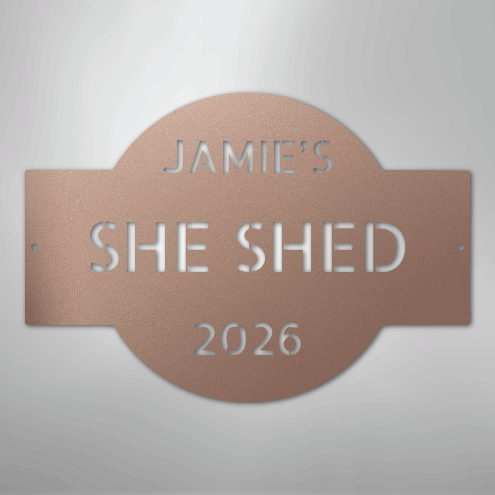 Custom Metal Wall Art - Personalized Family Name Shed Monogram Sign Rose