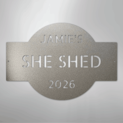 Custom Metal Wall Art - Personalized Family Name Shed Monogram Sign Silver