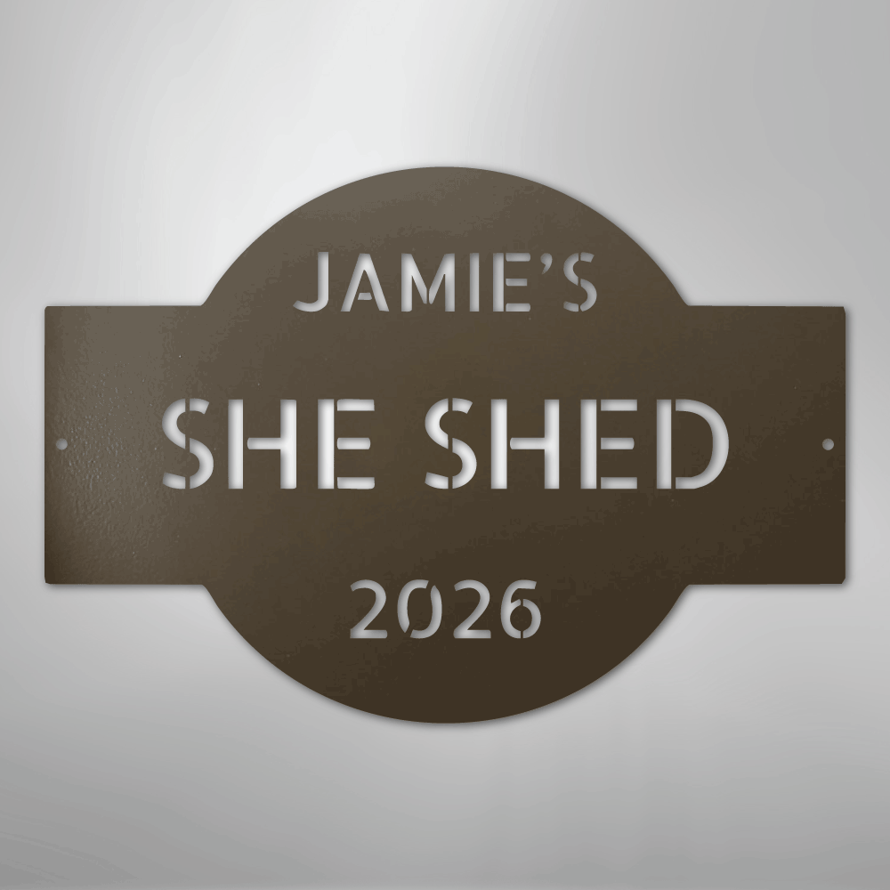 Custom Metal Wall Art - Personalized Family Name Shed Monogram Sign Stone