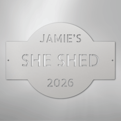 Custom Metal Wall Art - Personalized Family Name Shed Monogram Sign White