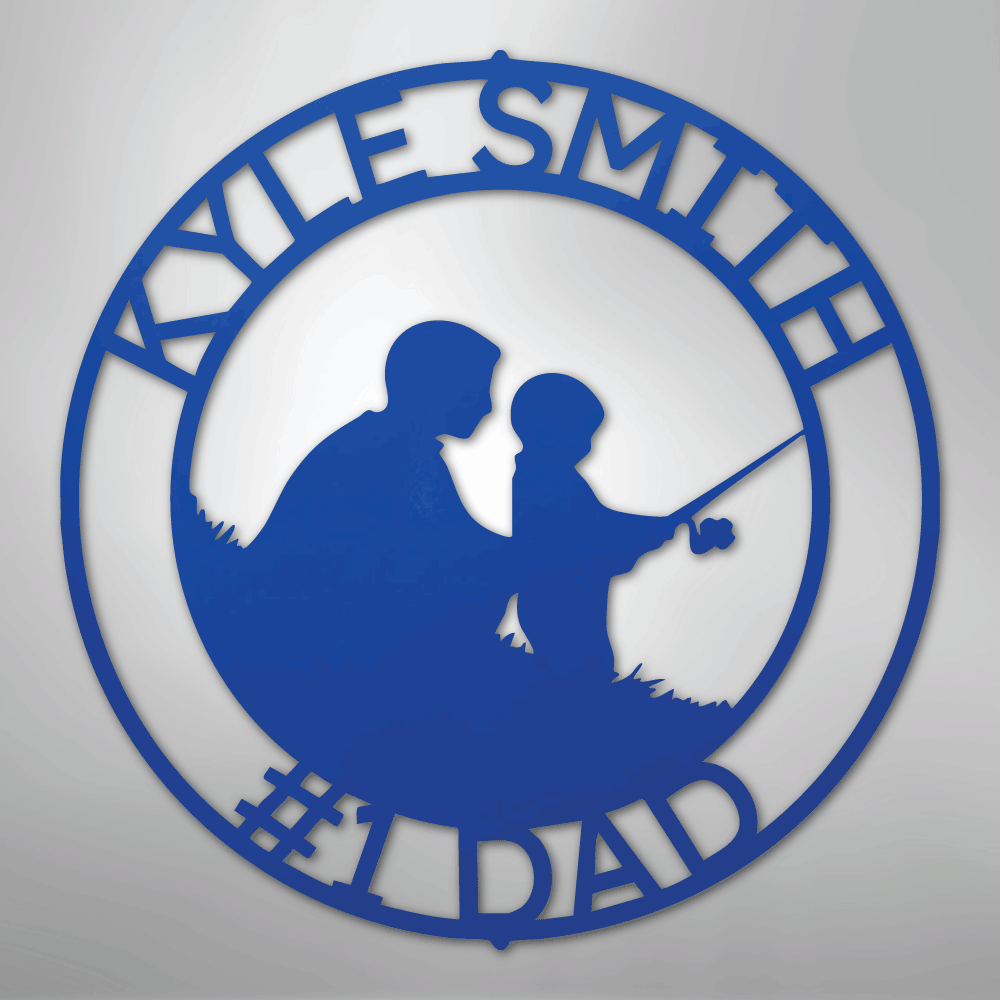 Custom Metal Wall Art - Personalized Dad Fishing Sign Blue