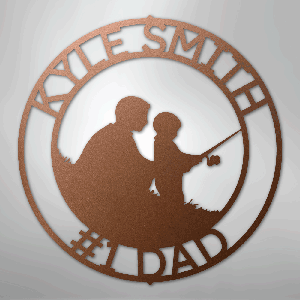 Custom Metal Wall Art - Personalized Dad Fishing Sign Copper