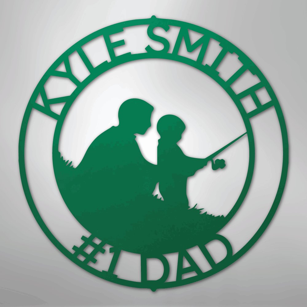 Custom Metal Wall Art - Personalized Dad Fishing Sign Green