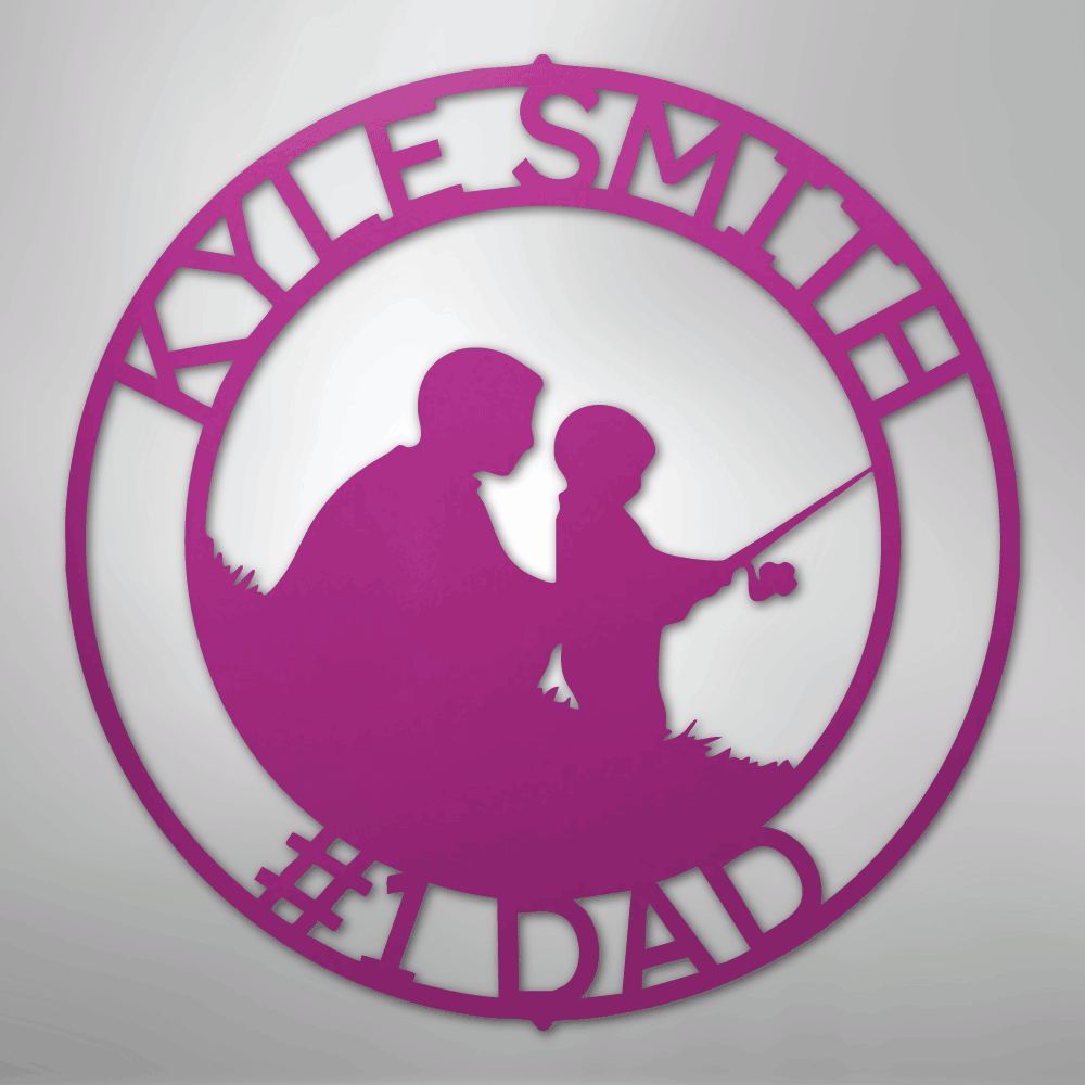 Custom Metal Wall Art - Personalized Dad Fishing Sign Purple