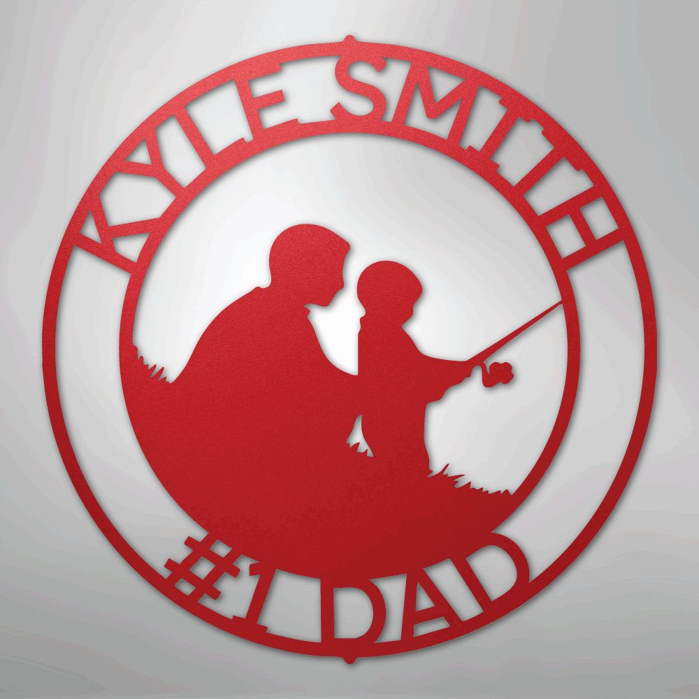 Custom Metal Wall Art - Personalized Dad Fishing Sign Red