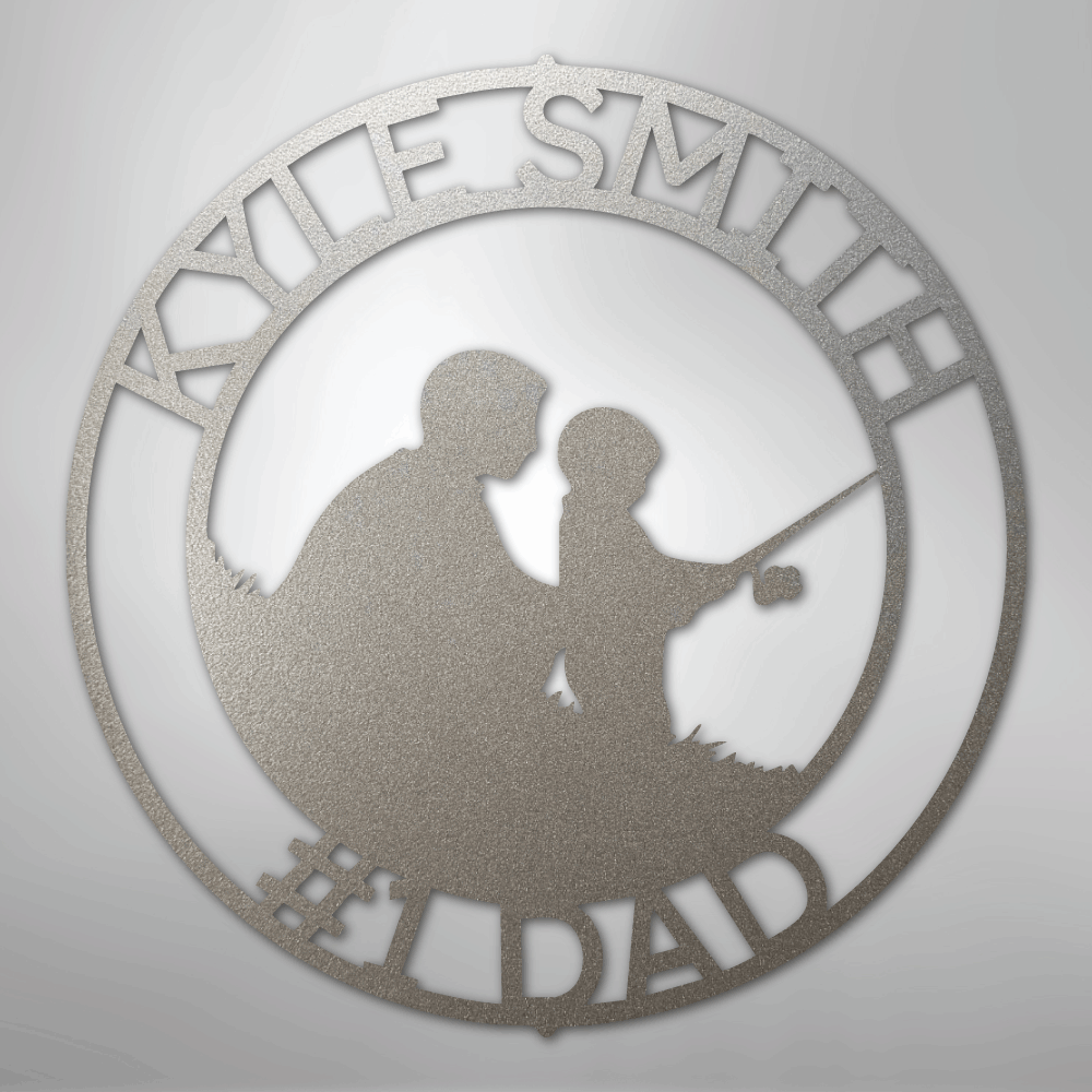 Custom Metal Wall Art - Personalized Dad Fishing Sign Silver