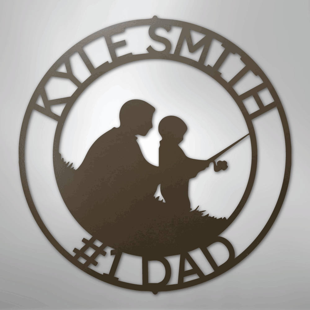 Custom Metal Wall Art - Personalized Dad Fishing Sign Stone