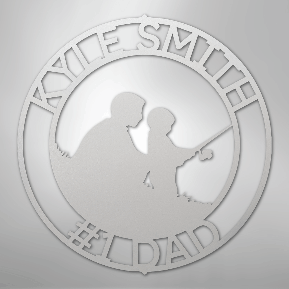 Custom Metal Wall Art - Personalized Dad Fishing Sign White