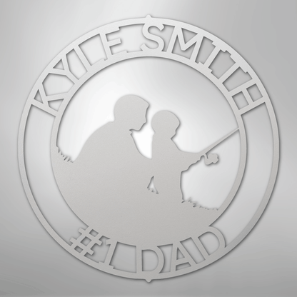 Custom Metal Wall Art - Personalized Dad Fishing Sign White