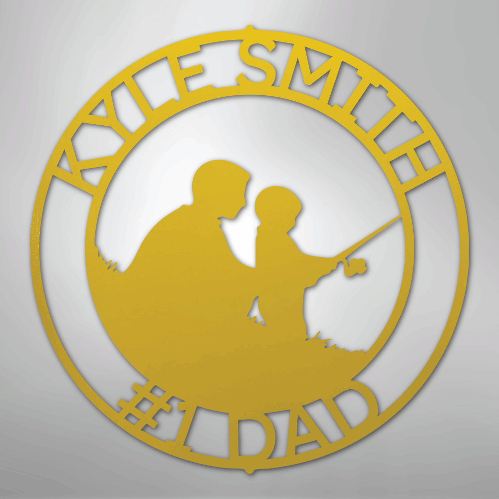 Custom Metal Wall Art - Personalized Dad Fishing Sign Yellow