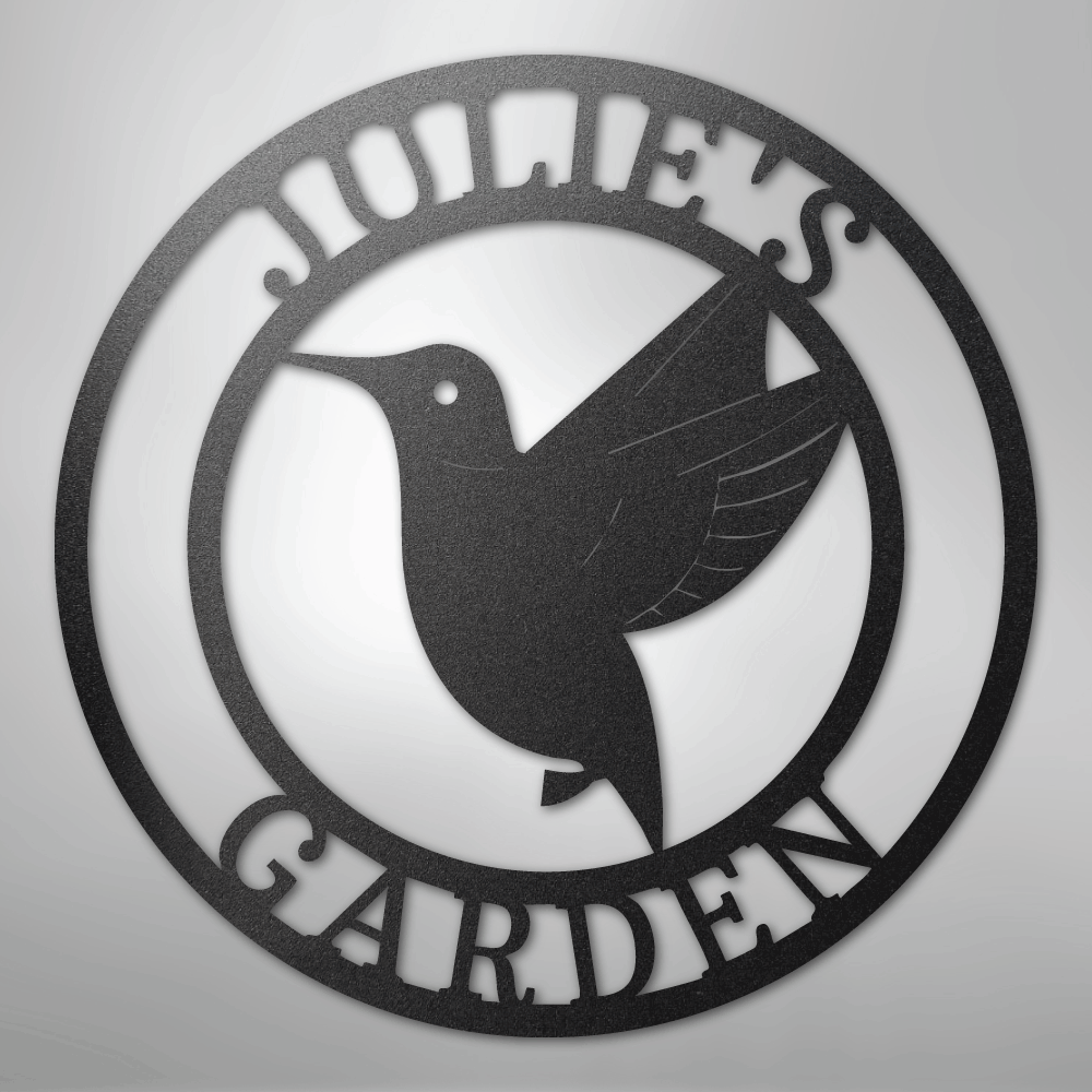 Custom Metal Wall Art - Personalized Hummingbird Name Sign