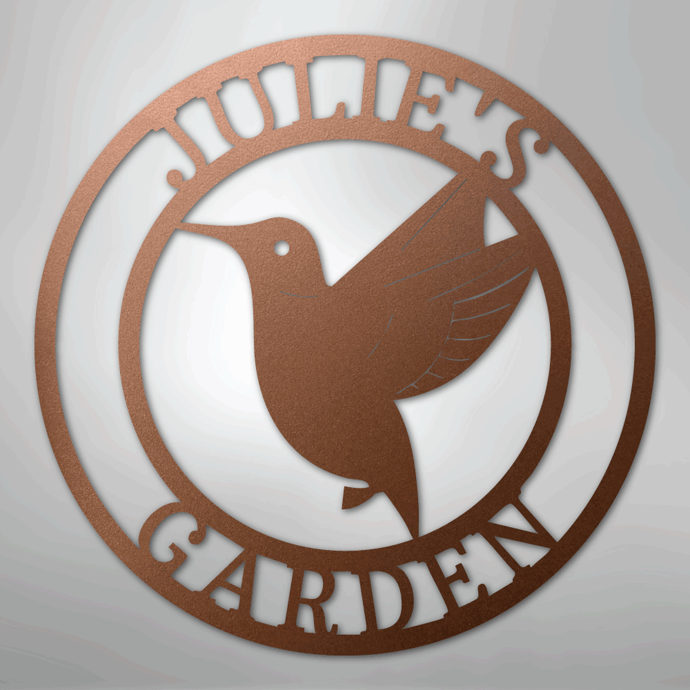 Custom Metal Wall Art - Personalized Hummingbird Name Sign Copper