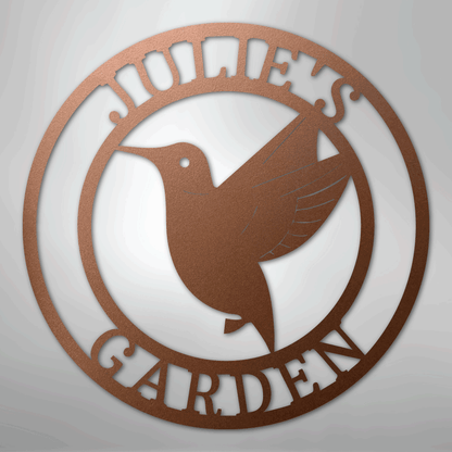 Custom Metal Wall Art - Personalized Hummingbird Name Sign Copper