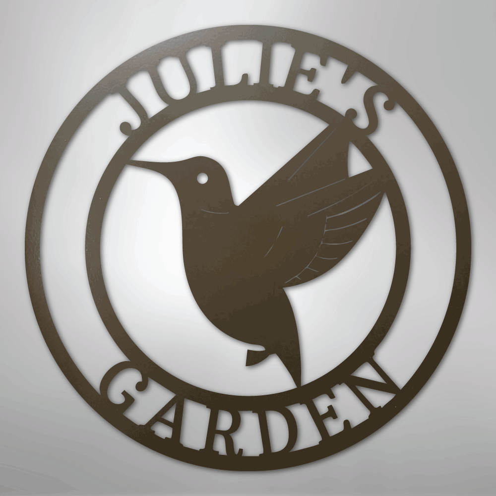 Custom Metal Wall Art - Personalized Hummingbird Name Sign Stone