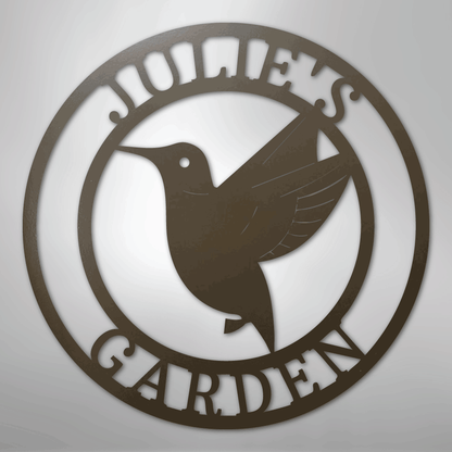 Custom Metal Wall Art - Personalized Hummingbird Name Sign Stone