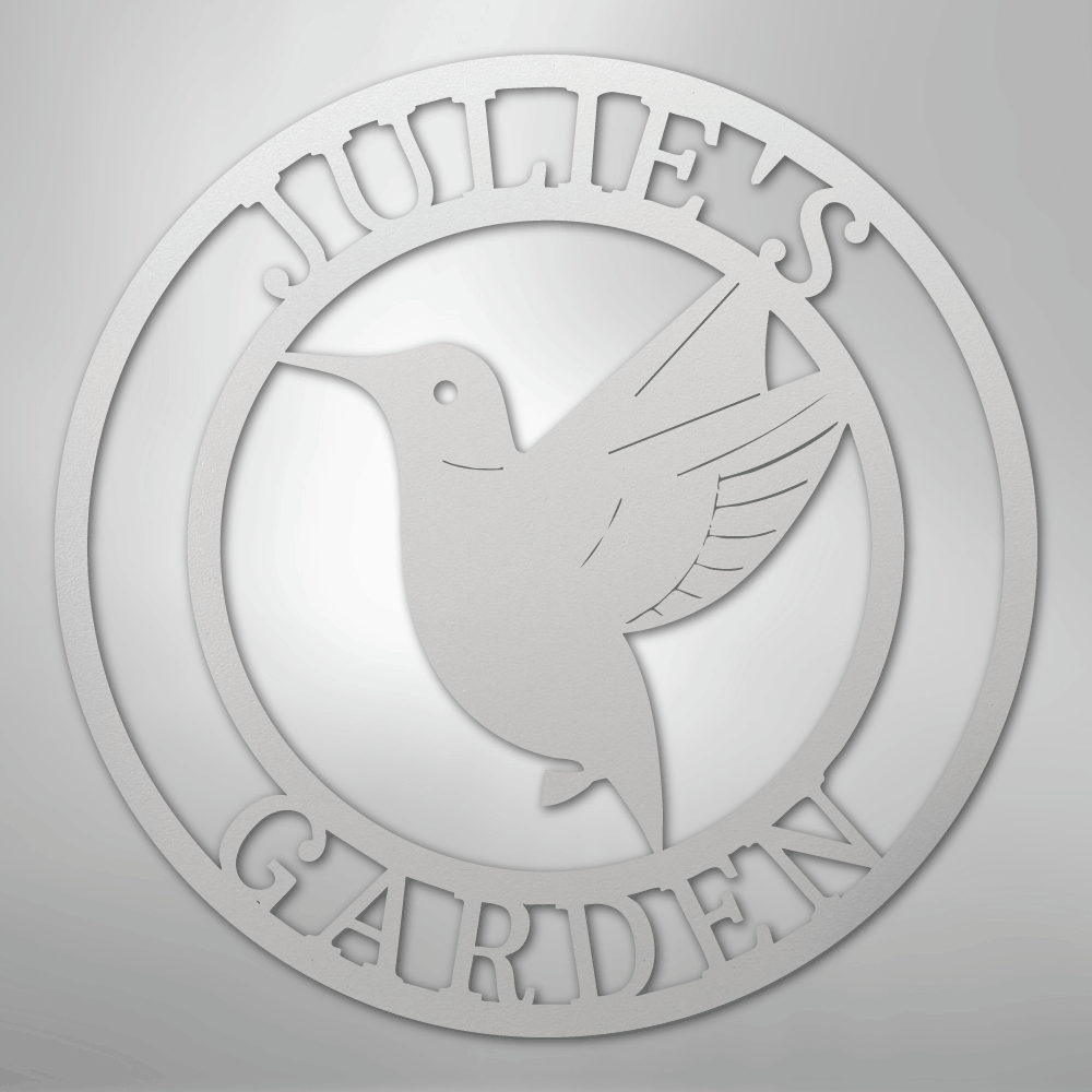 Custom Metal Wall Art - Personalized Hummingbird Name Sign White