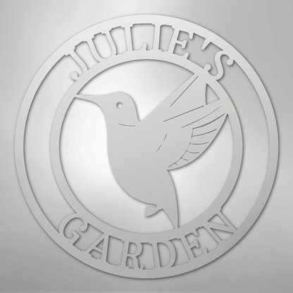 Custom Metal Wall Art - Personalized Hummingbird Name Sign White
