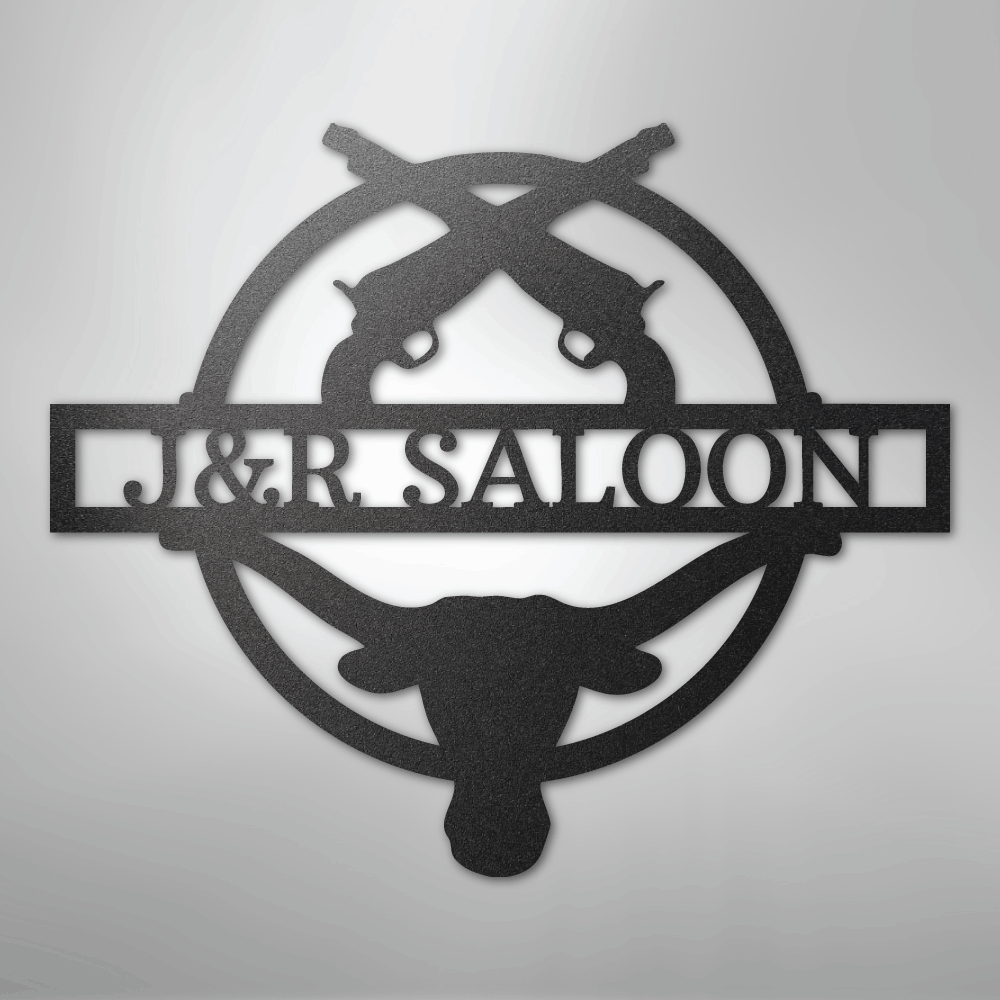 Custom Metal Wall Art - Personalized Saloon Name Monogram Sign