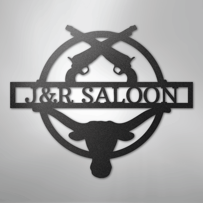 Custom Metal Wall Art - Personalized Saloon Name Monogram Sign