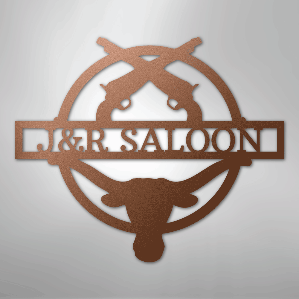 Custom Metal Wall Art - Personalized Saloon Name Monogram Sign Copper