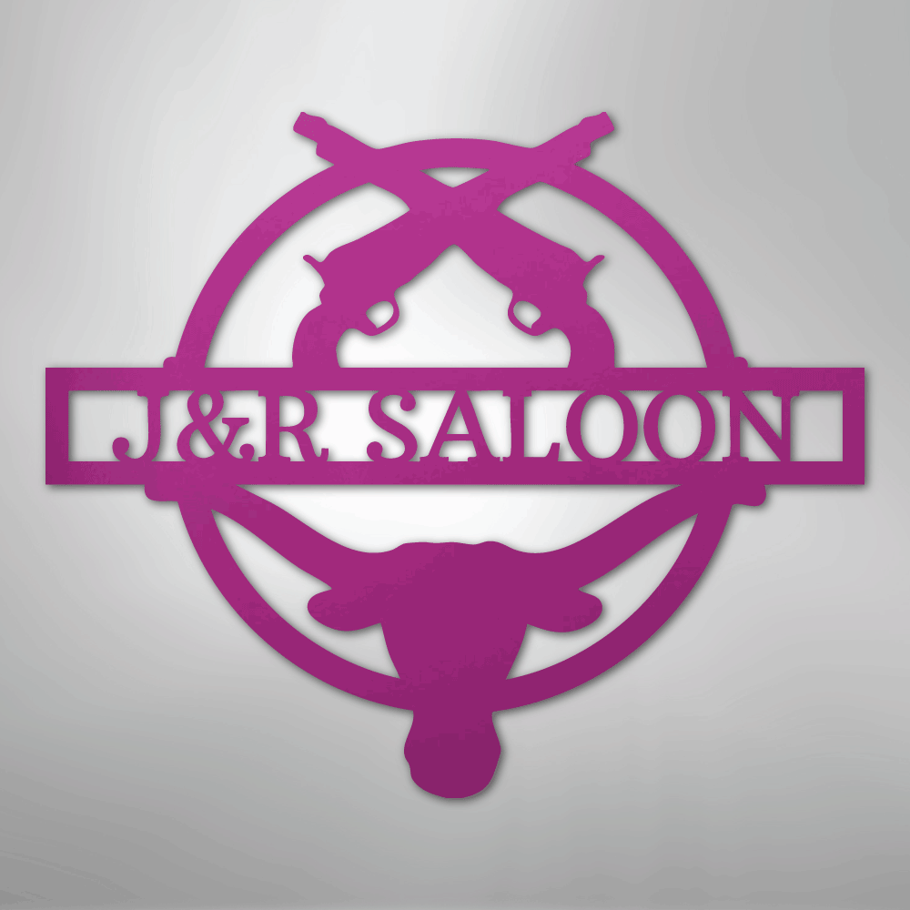 Custom Metal Wall Art - Personalized Saloon Name Monogram Sign Purple