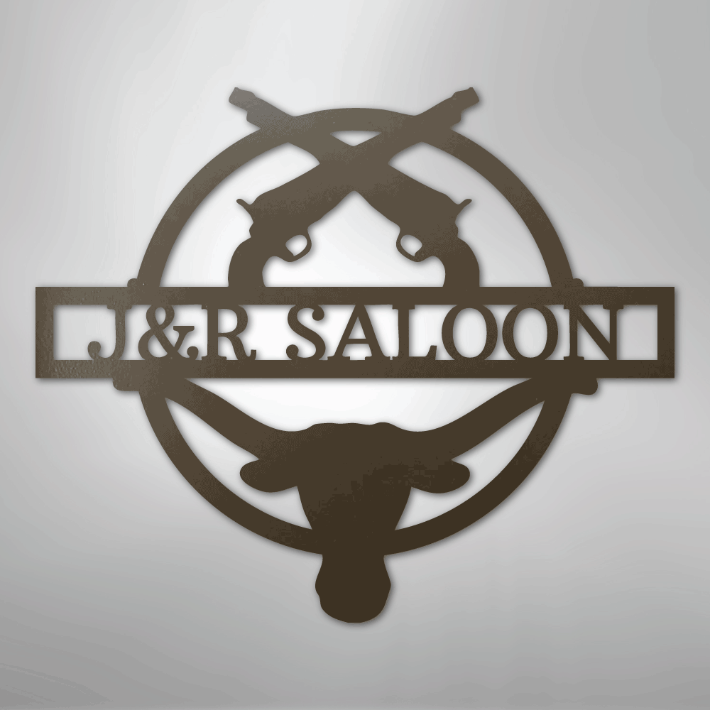 Custom Metal Wall Art - Personalized Saloon Name Monogram Sign Stone