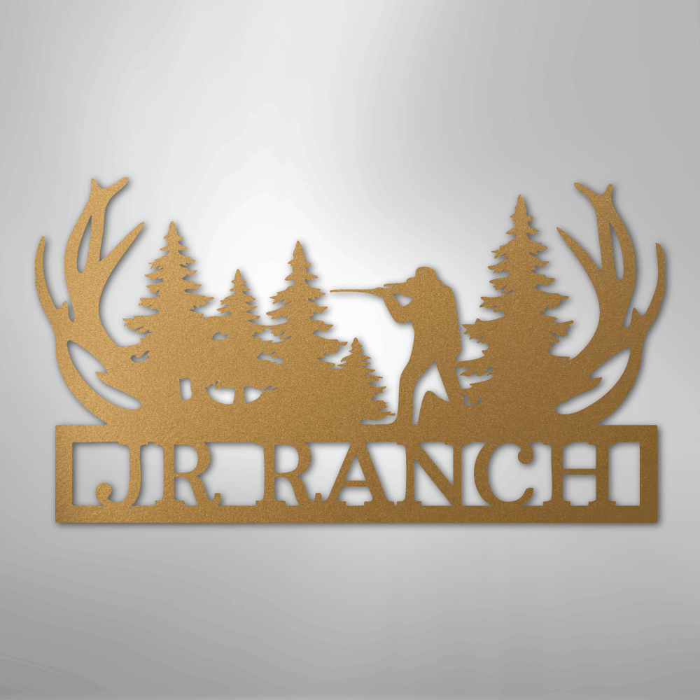 Custom Metal Wall Art - Personalized Hunting Sign Gold