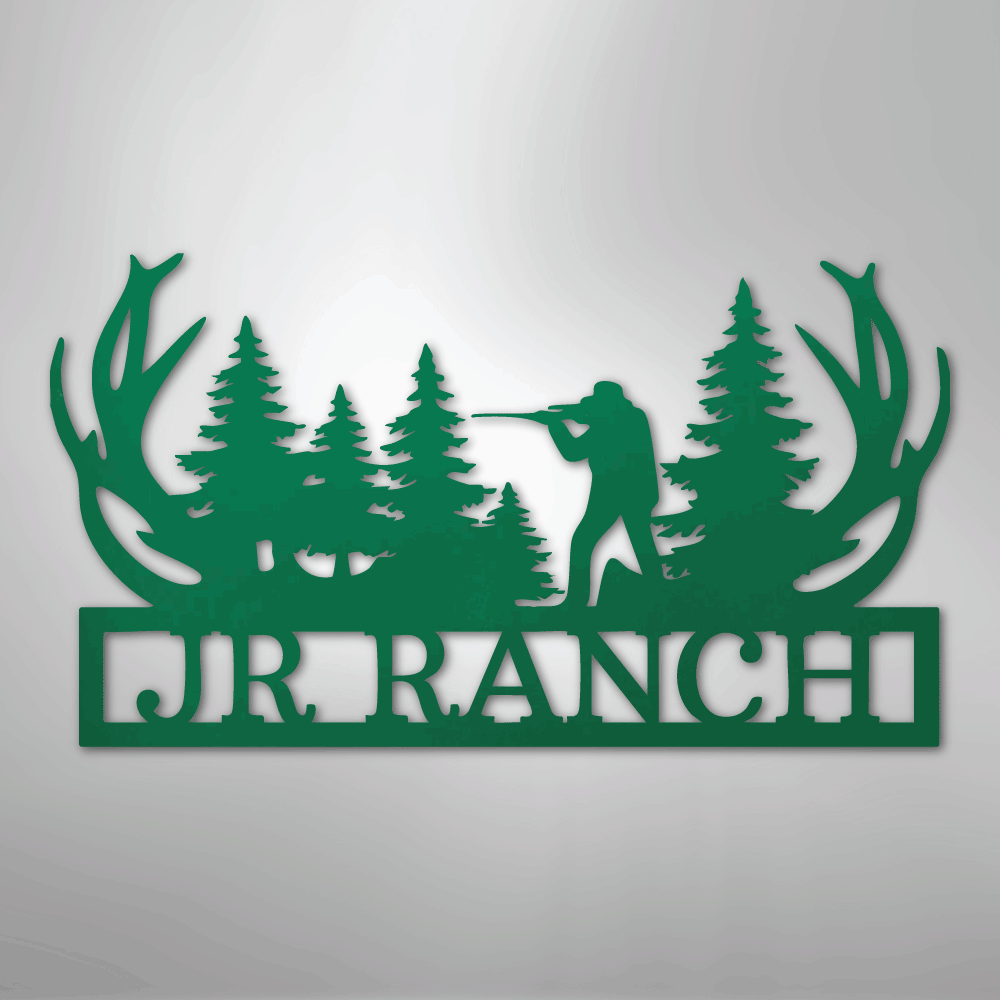 Custom Metal Wall Art - Personalized Hunting Sign Green