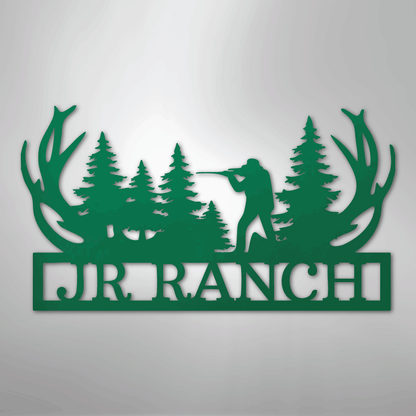 Custom Metal Wall Art - Personalized Hunting Sign Green