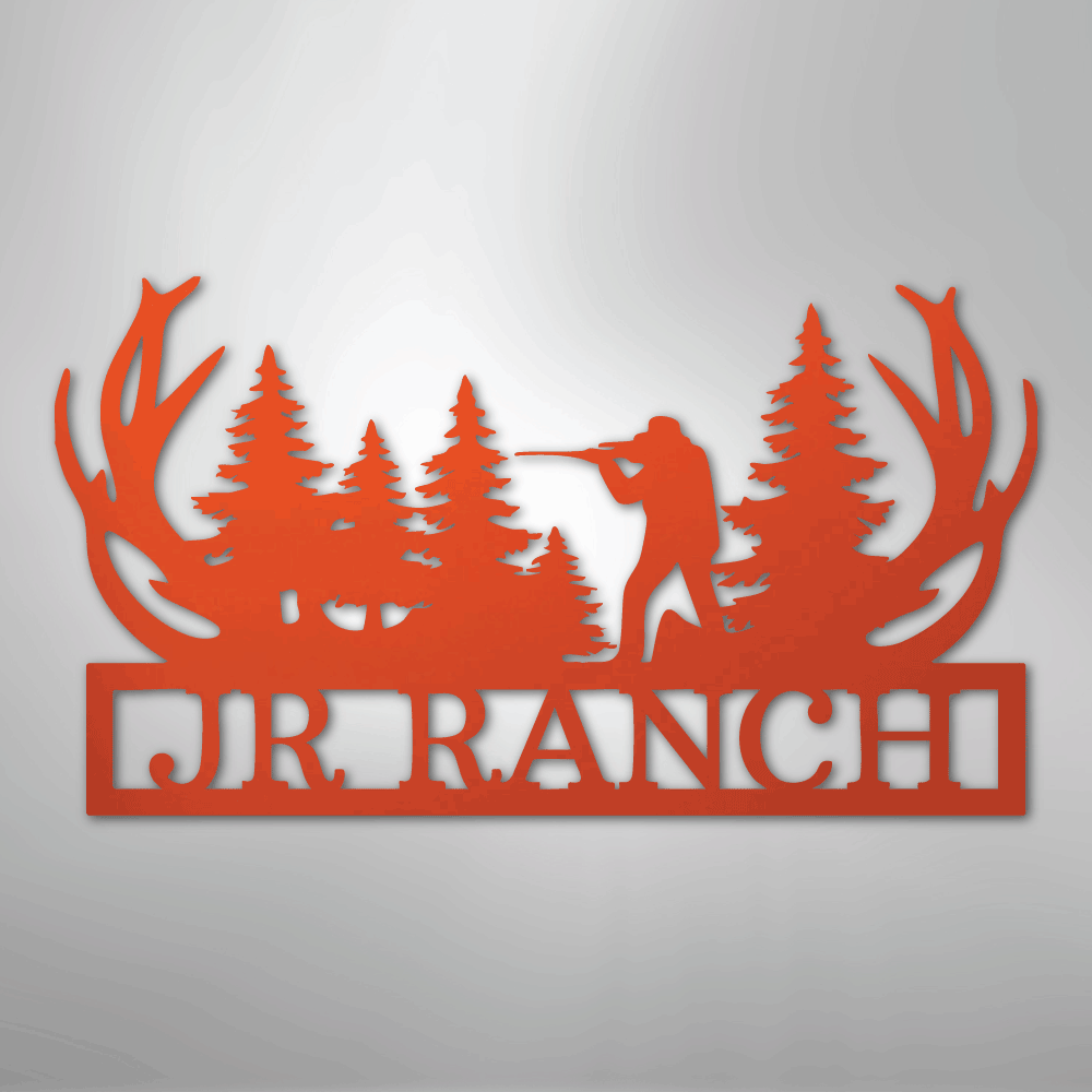 Custom Metal Wall Art - Personalized Hunting Sign Orange