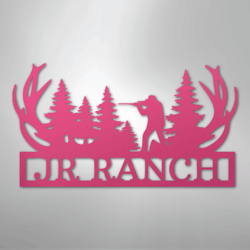 Custom Metal Wall Art - Personalized Hunting Sign Pink