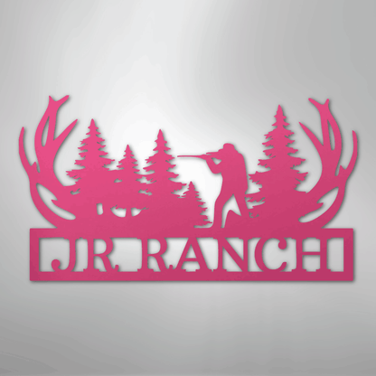 Custom Metal Wall Art - Personalized Hunting Sign Pink
