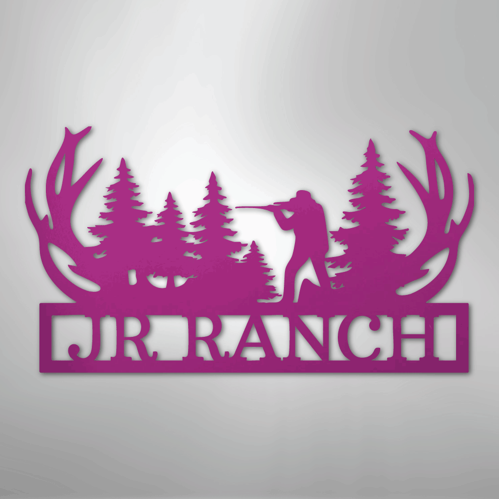 Custom Metal Wall Art - Personalized Hunting Sign Purple