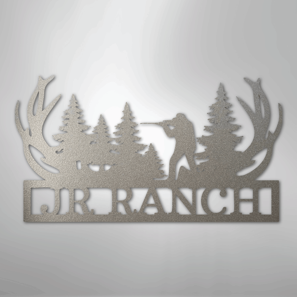 Custom Metal Wall Art - Personalized Hunting Sign Silver