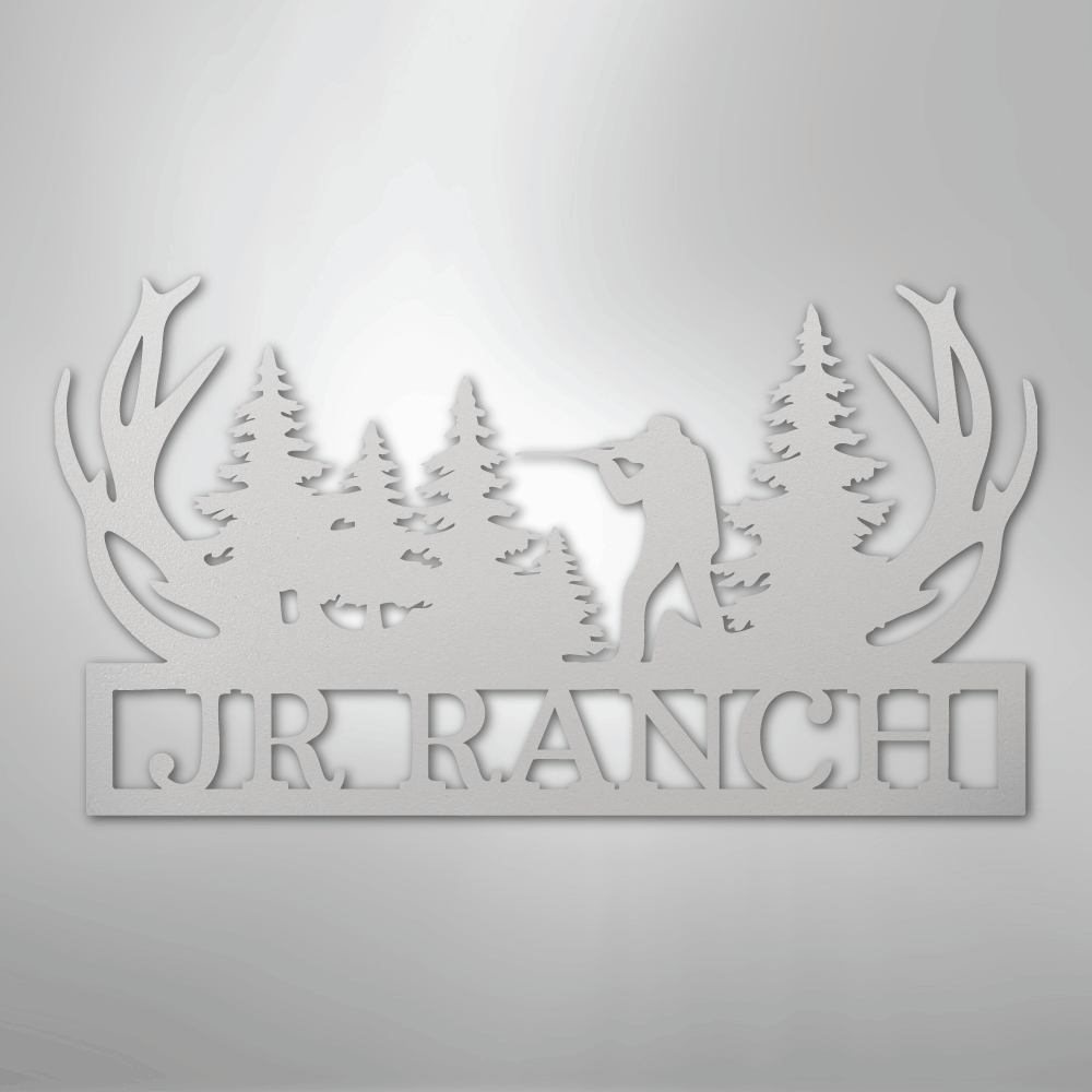 Custom Metal Wall Art - Personalized Hunting Sign White