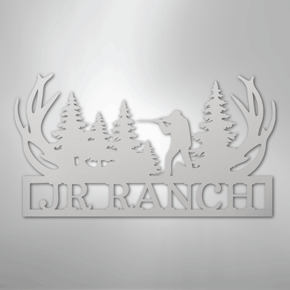 Custom Metal Wall Art - Personalized Hunting Sign White