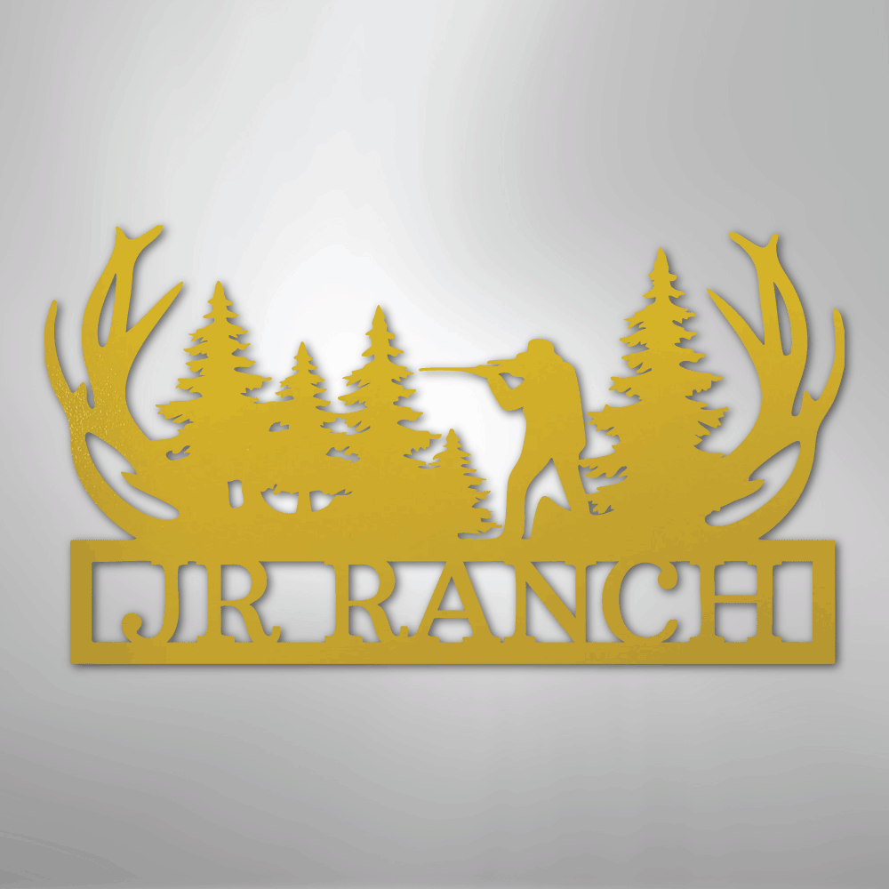 Custom Metal Wall Art - Personalized Hunting Sign Yellow